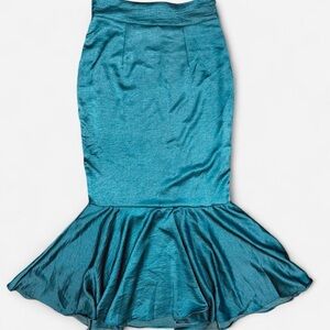 SHEIN Blue Ruffled Trumpet Midi Skirt